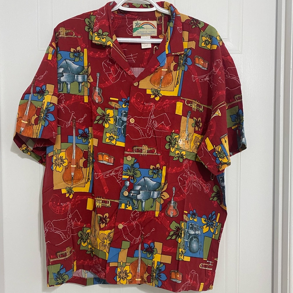 Vtg Paradise Found Honolulu Hawaiian Music  Instruments Shirt Size XL.( 59 A )